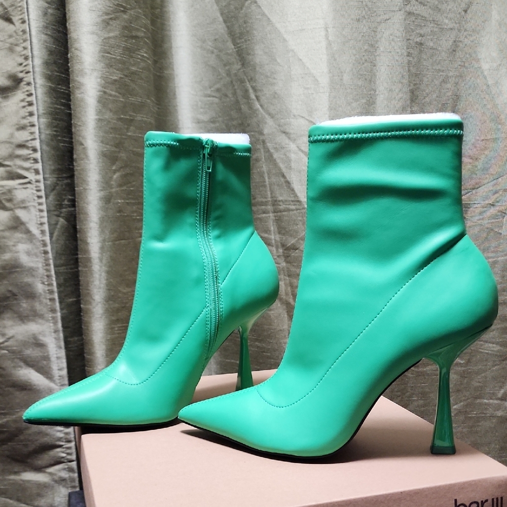 bar III Green Stiletto Ankle Boots